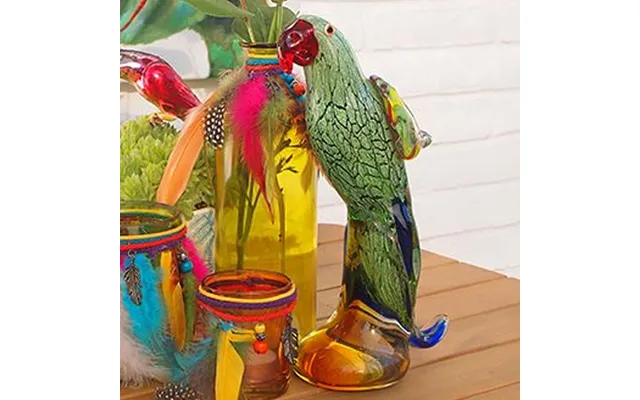 Newark Glass Parrot Sculpture In Multicolour