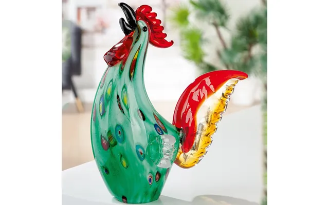 Newark Glass Rooster Wildflower Sculpture In Multicolour