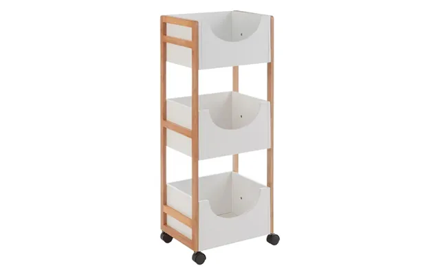 Nusakan Wooden 3 Tier Storage Trolley In White And Natural