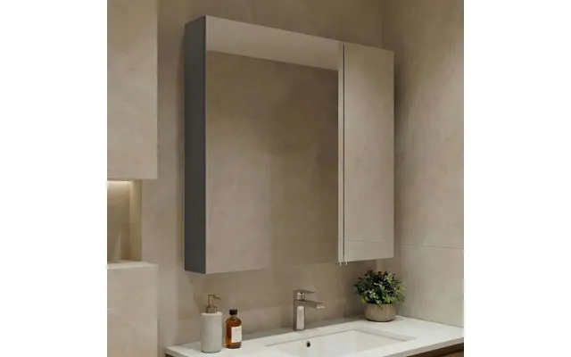 Nuvola 600mm Wooden Wall Mounted Bathroom Mirror Cabinet In Anthracite