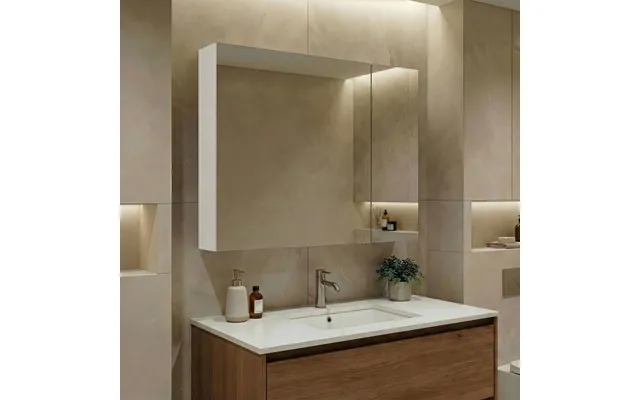 Nuvola 750mm Wooden Wall Mounted Bathroom Mirror Cabinet In White