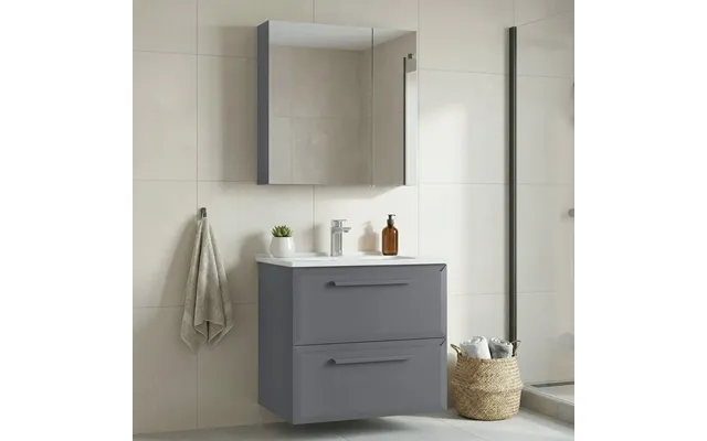 Nuvola Wooden Wall Mounted Bathroom Furniture Set In Grey
