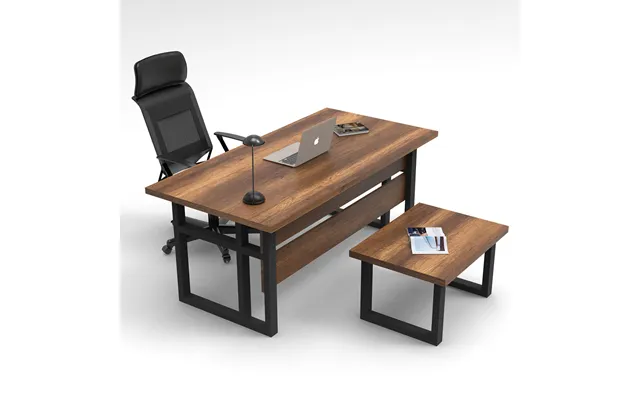 Oakmere Wooden Computer Desk With Coffee Table Set In Baroque And Anthracite