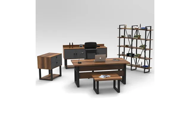 Oakmere Wooden Executive Office Furniture Set With Bookcase In Baroque And Anthracite
