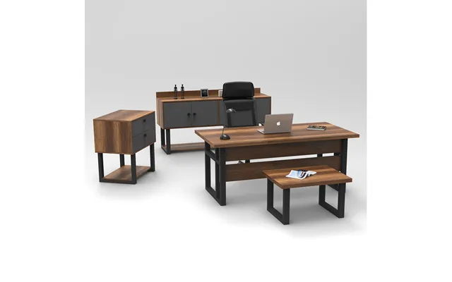Oakmere Wooden Executive Office Furniture Set With Sideboard In Baroque And Anthracite