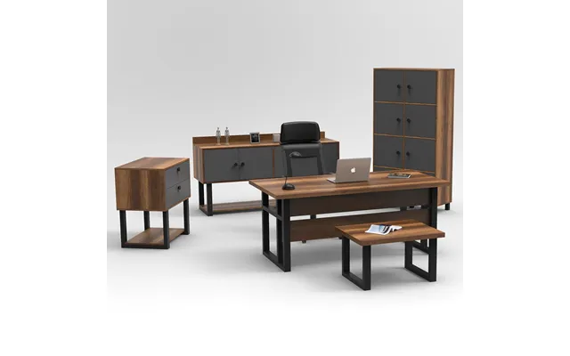 Oakmere Wooden Executive Office Furniture Set With Storage Cabinet In Baroque And Anthracite