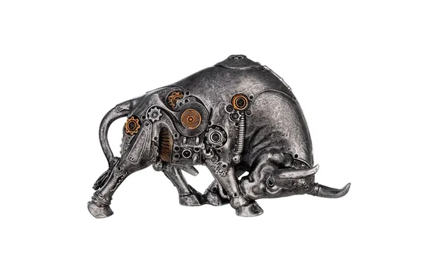 Ocala Polyresin Steampunk Bullfight Sculpture In Silver