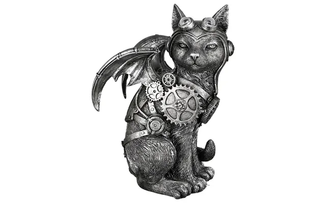 Ocala Polyresin Steampunk Cat Sculpture In Silver
