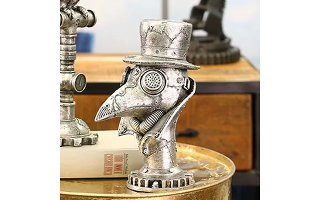 Ocala Polyresin Steampunk Crow Sculpture In Silver