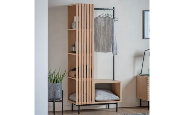 Okonma Wooden Open Wardrobe With Metal Legs In Oak