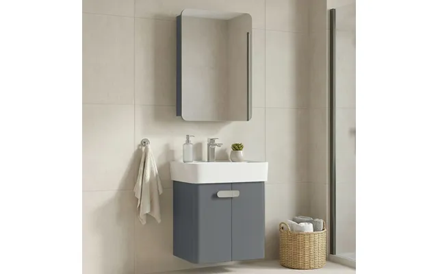 Orbit Wooden Wall Mounted Bathroom Furniture Set In Grey
