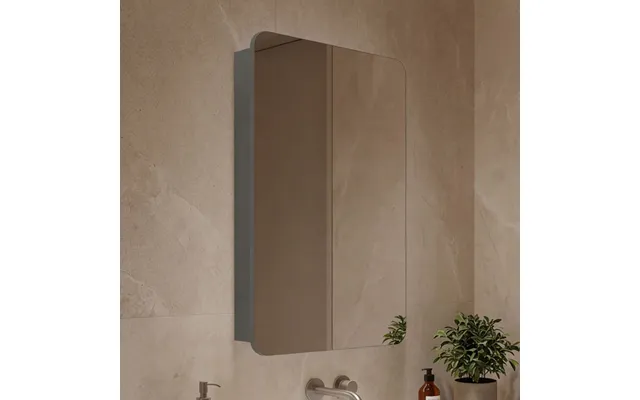 Orbit Wooden Wall Mounted Bathroom Mirror Cabinet In Grey