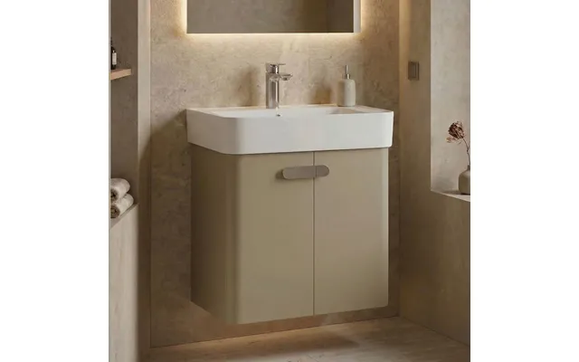 Orbit Wooden Wall Mounted Vanity Unit & Basin With 2 Doors In Mink