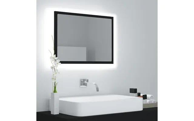 Ormond Wooden Bathroom Mirror In Black With Led Lights