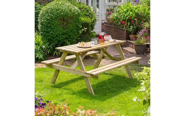 Oxer Wooden Garden Picnic Table 1.5m In Natural