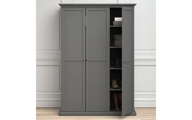 Paroya Wooden Wardrobe With 3 Doors In Matt Grey