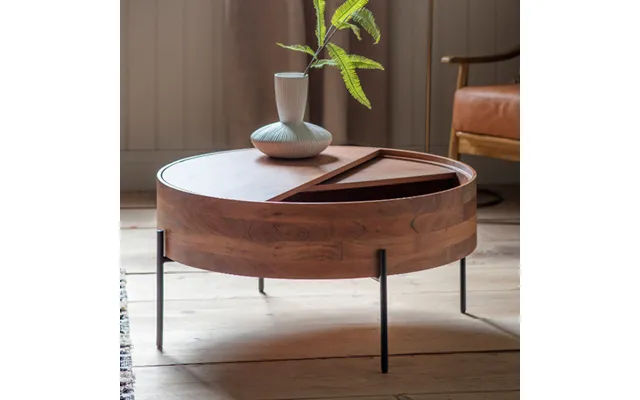 Pawhuska Round Wooden Storage Coffee Table In Natural