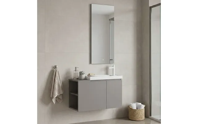 Perla Wooden Wall Mounted Bathroom Furniture Set In Matte Mink