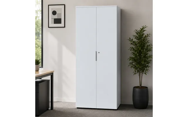 Pescara High Gloss Tall Office Filing Cabinet With 2 Doors In White