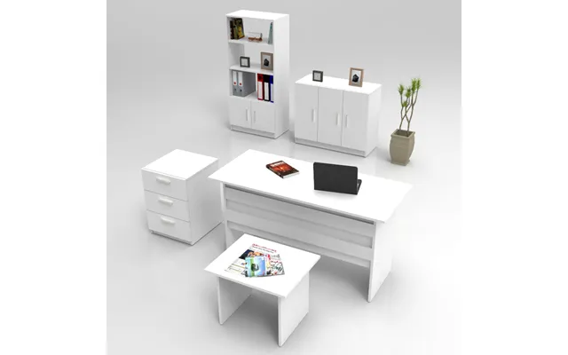 Prescott Wooden Executive Office Furniture Set With Coffee Table In White