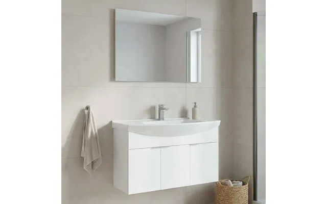 Purus 1000mm Wooden Wall Mounted Bathroom Furniture Set In White