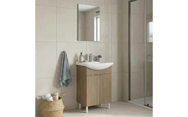 Purus 550mm Wooden Bathroom Furniture Set With 2 Doors In Oak