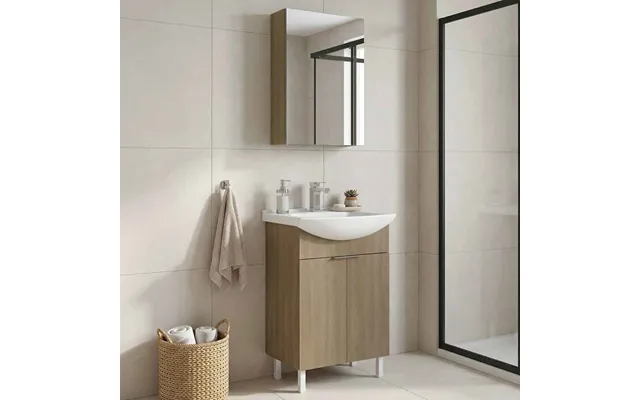 Purus 550mm Wooden Bathroom Furniture Set With 3 Doors In Oak