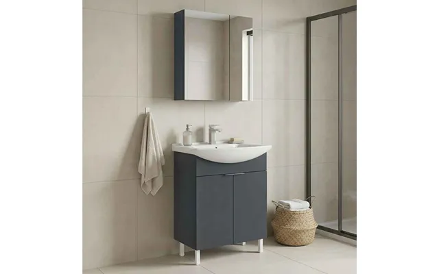 Purus 650mm Wooden Bathroom Furniture Set With 4 Doors In Matte Anthracite