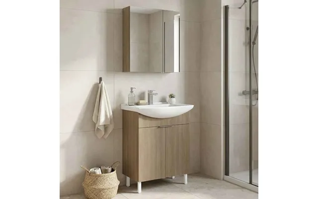 Purus 650mm Wooden Bathroom Furniture Set With 4 Doors In Oak
