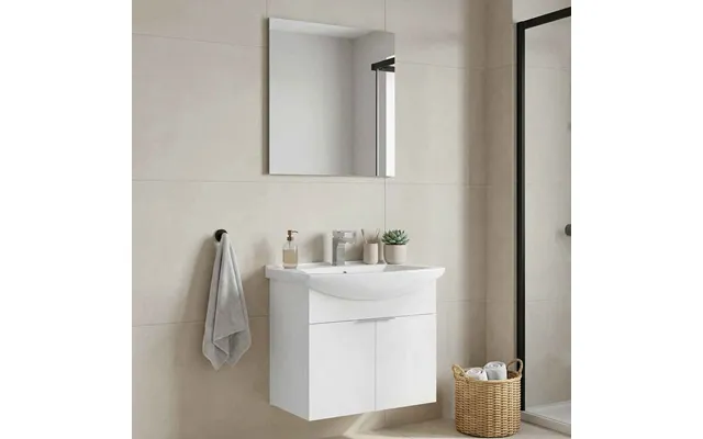 Purus 650mm Wooden Wall Mounted Bathroom Furniture Set With 2 Doors In White
