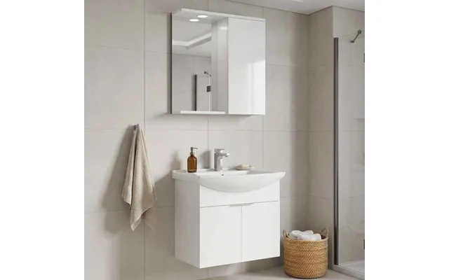 Purus 650mm Wooden Wall Mounted Bathroom Furniture Set With 3 Doors In White