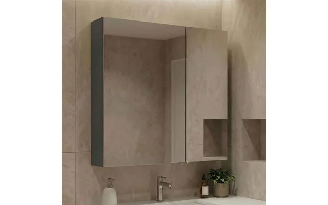 Purus Wooden Wall Mounted Bathroom Mirror Cabinet In Matt Anthracite