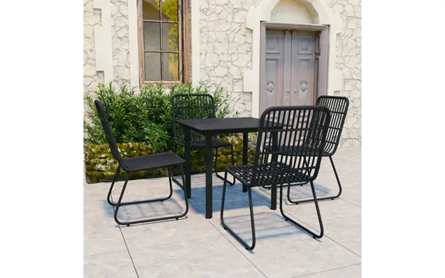 Quincy Small Rattan And Glass 5 Piece Dining Set In Black