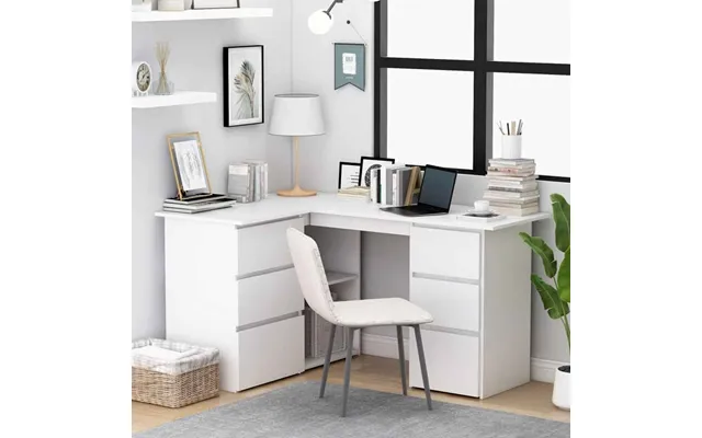 Ramona Wooden Corner Laptop Desk With 4 Drawers - White