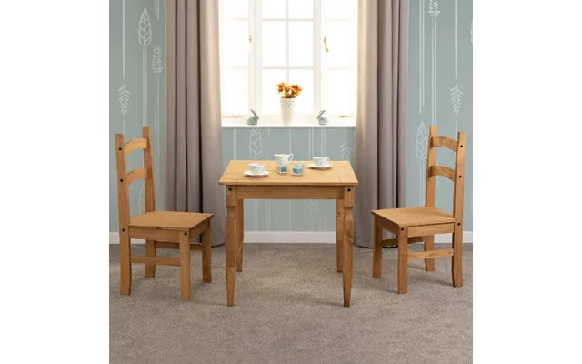 Revolution Wooden Dining Table With 2 Chairs In Waxed Pine