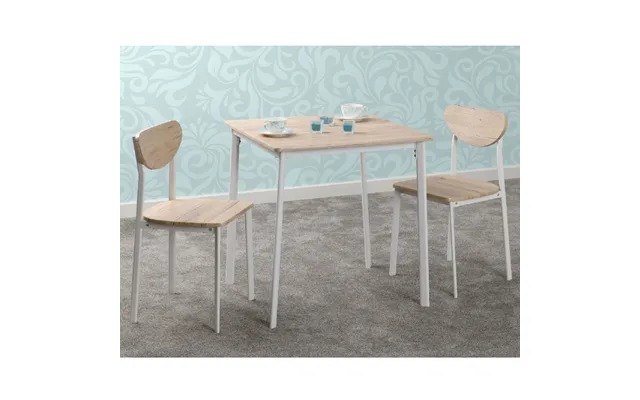 Rexford Wooden Dining Table With 2 Chairs In Light Oak And White