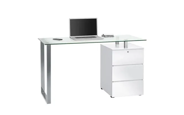 Richmond Clear Glass Top High Gloss Computer Desk In White