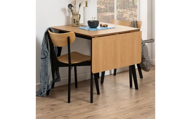 Riga Wooden Drop Lift Dining Table With 2 Chairs In Black And Oak