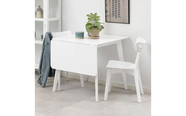 Riga Wooden Drop Lift Dining Table With 2 Chairs In White