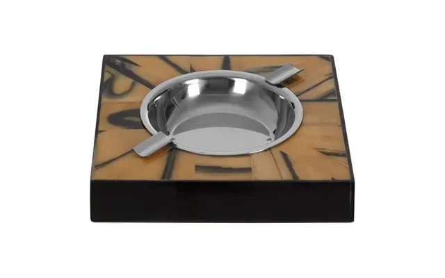 Riva Wooden Steel Ashtray In Brown