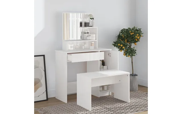 Sansa High Gloss Dressing Table With Mirror In White