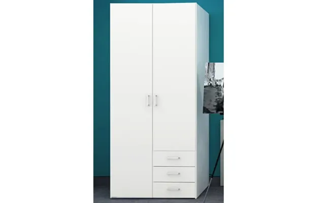 Scalia Wooden Large Wardrobe With 2 Doors 3 Drawers In White