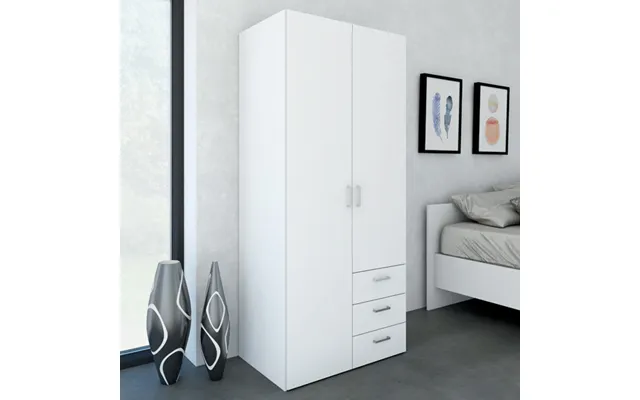 Scalia Wooden Small Wardrobe With 2 Doors 3 Drawers In White