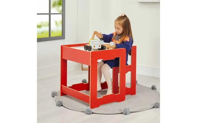 Seagull Wooden Table And Chair In Red And White