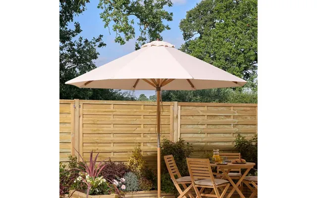 Serenity Polyester Fabric 2.7m Parasol With Wooden Pole In Natural