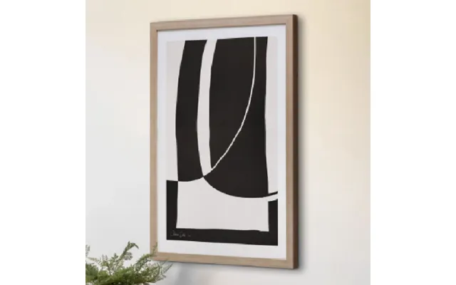Skokie Wooden Noir Et Blanc Wall Art In Light Oak Frame