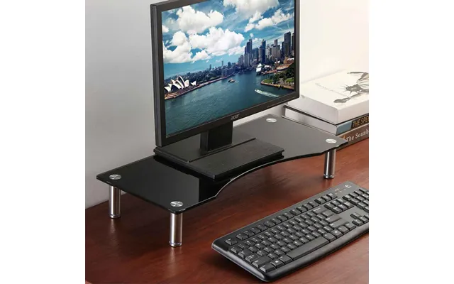 Sorella Black Glass Monitor Stand Riser