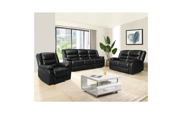 Sorreno 3 2 1 Bonded Leather Recliner Sofa Set In Black