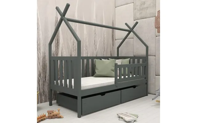 Suva Storage Wooden Single Bed In Graphite With Bonnell Mattress