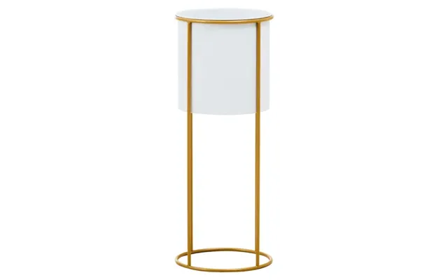Tavira Large Metal Floor Standing Planter In White And Gold